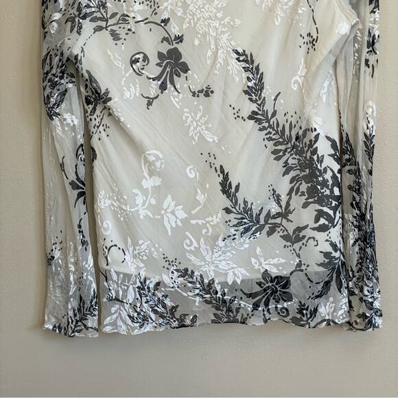 Vintage Y2K XL cottagecore formal long sleeve blouse white cream bead floral - Picture 7 of 8